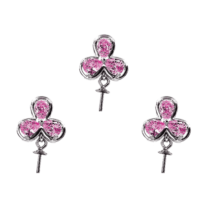 Mount Pendant .925 Sterling Silver Pack de 3 flor Pétalo rosa colgante