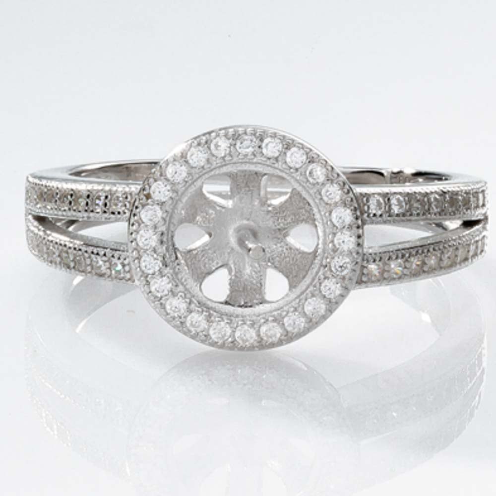 Anillo Ajustable Montura Plata .925 Halo 2 Con Strass