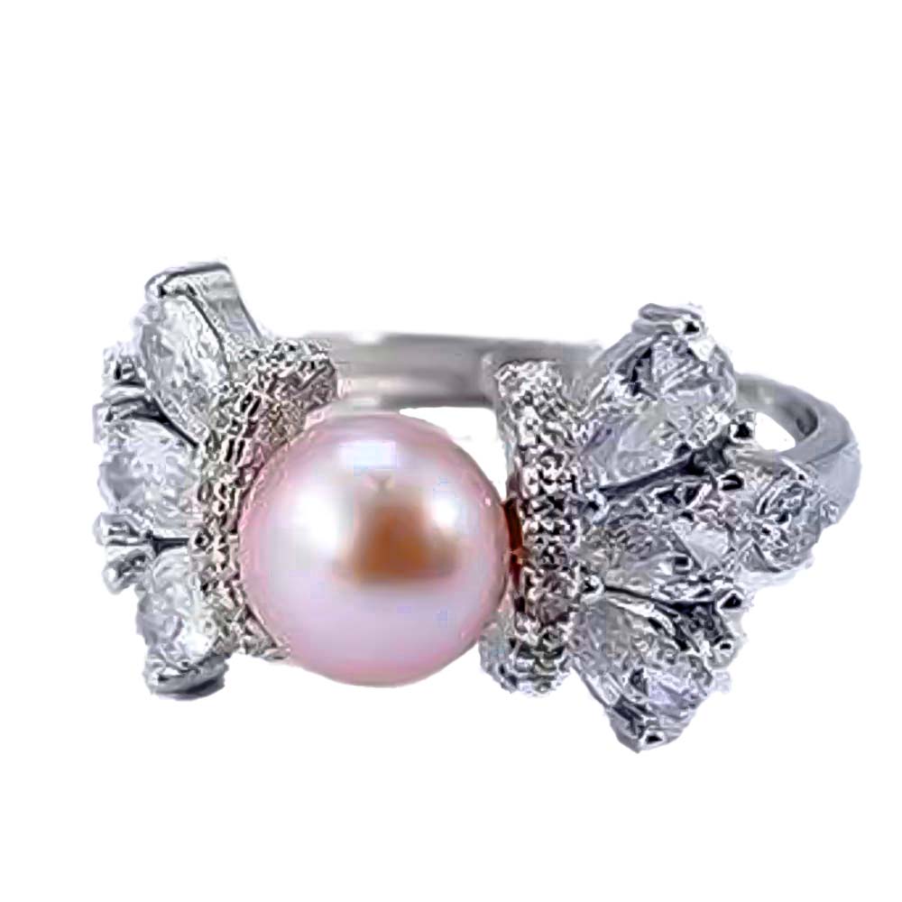 Mount Anillo Ajustable .925 Plata Esterlina Grandes Cristales Transparentes Adornados