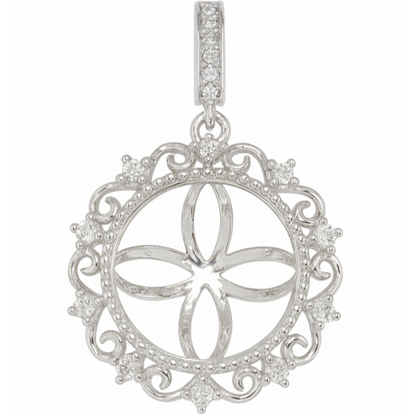 DIY Mount Pendant - 925 Sterling Silver Large Ornate Deco