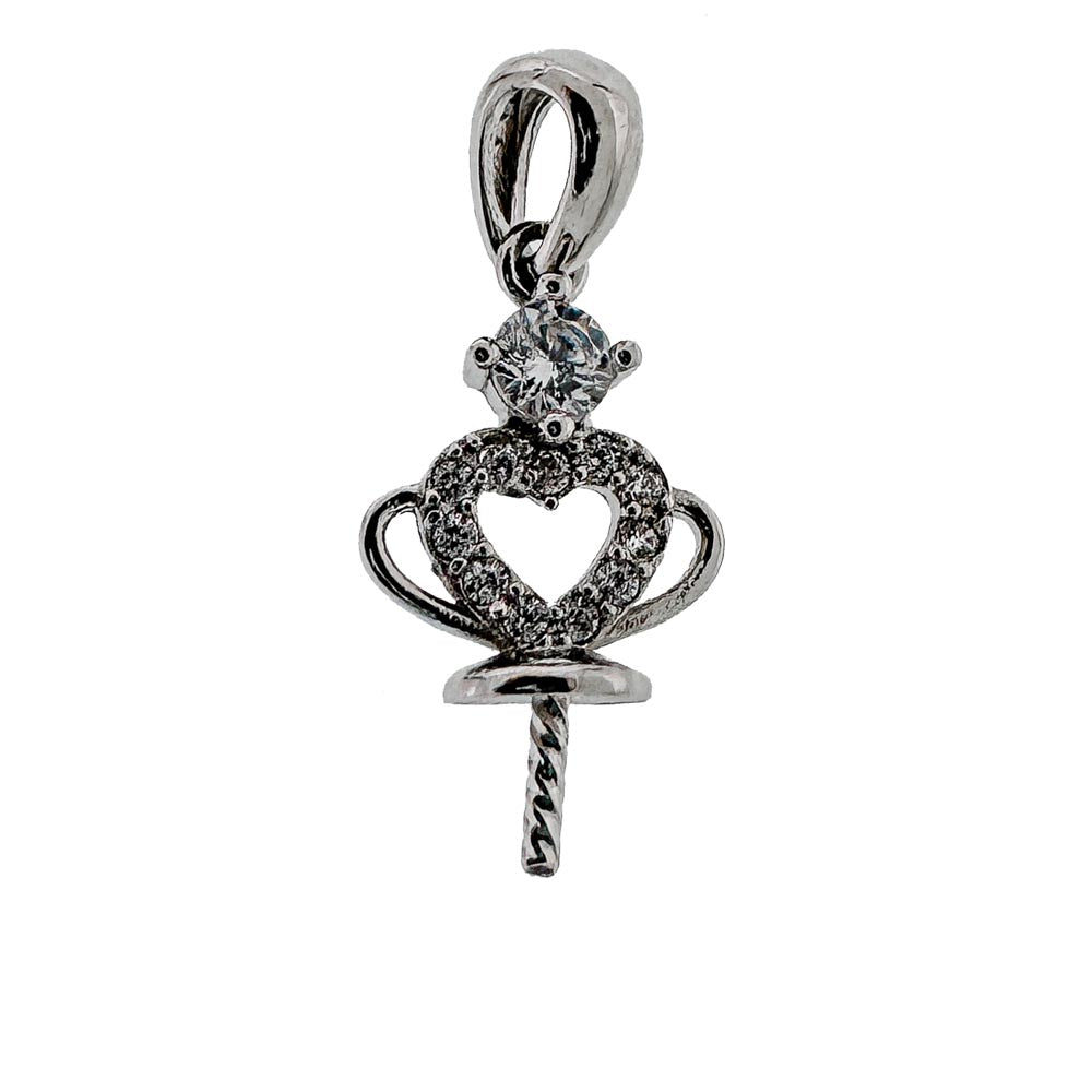 DIY Mount Pendant - 925 Sterling Silver Petite Heart Crown