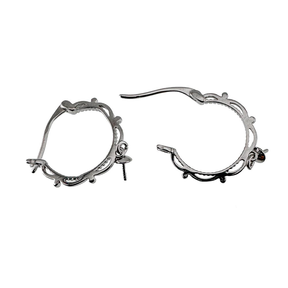 DIY Mount Earrings - 925 Sterling Silver Hoops w/Dangling Pearls