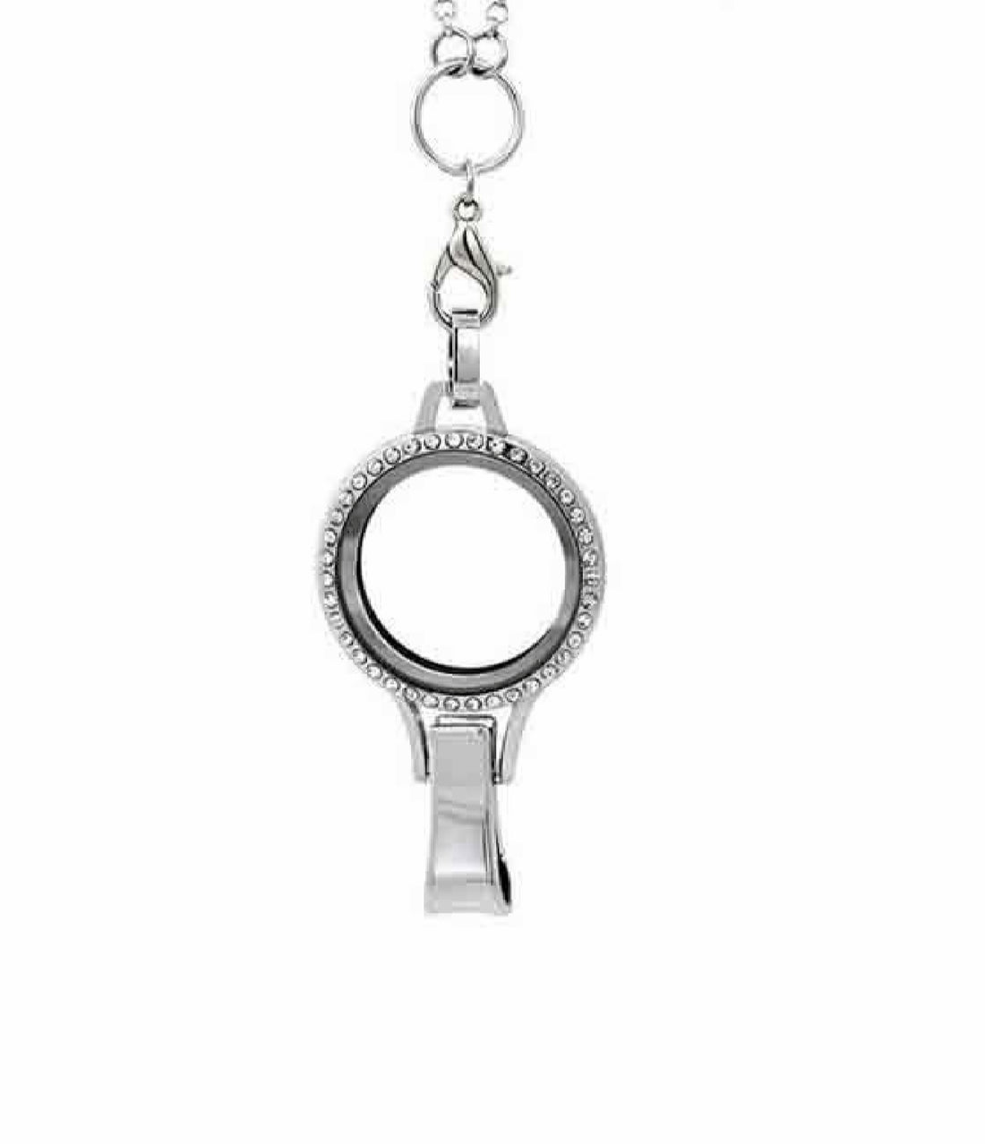 Lanyard Locket (Holds ID Badge) Rhinestone or Plain