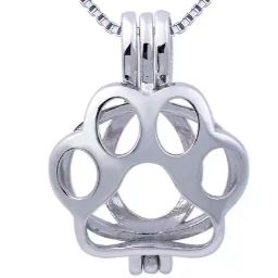 Cage Pendant 925 Sterling Silver - Dog Paw Cat Paw