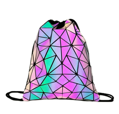 Flash Backpack- Drawstring w/side zipper Luminous Holographic