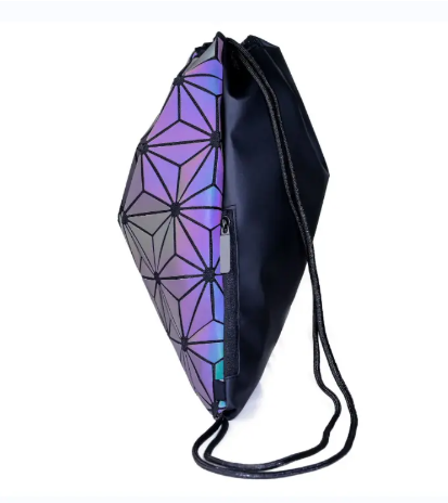 Flash Backpack- Drawstring w/side zipper Luminous Holographic