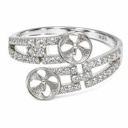 Anillo Ajustable Montura Plata .925 Doble Perla Strass