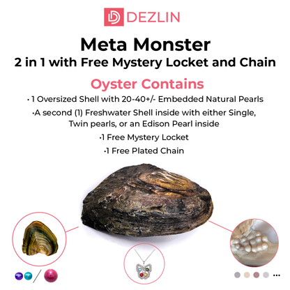 Freshwater Oyster - Meta Monster 2 In 1 with FREE Glass Locket and Chain