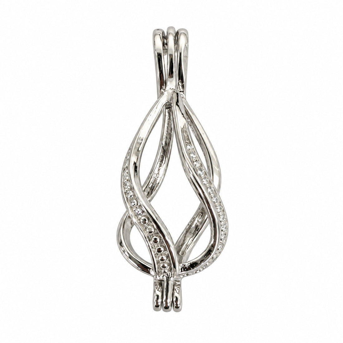 Cage Pendant 925 Sterling Silver - Teardrop Twist holds 6mm-8mm