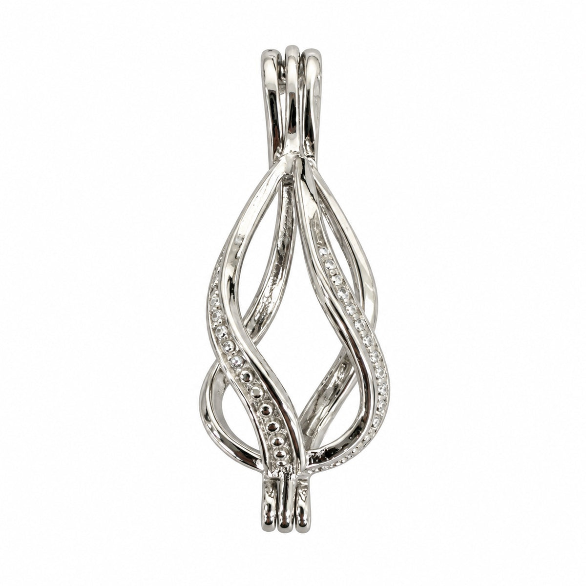 Dije Jaula .925 Plata de Ley Teardrop Twist