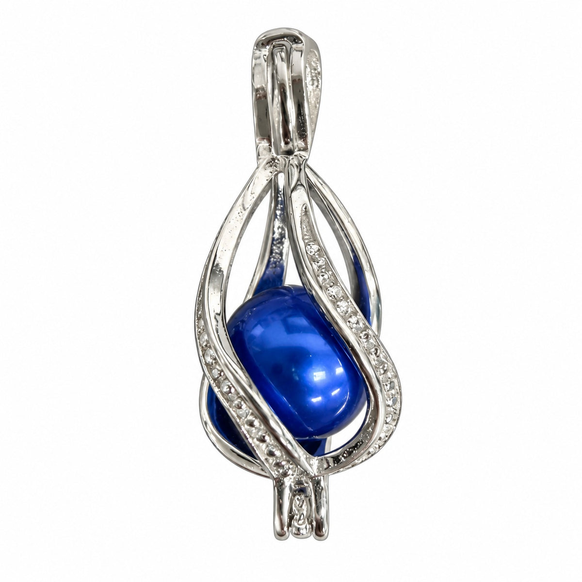 Dije Jaula .925 Plata de Ley Teardrop Twist