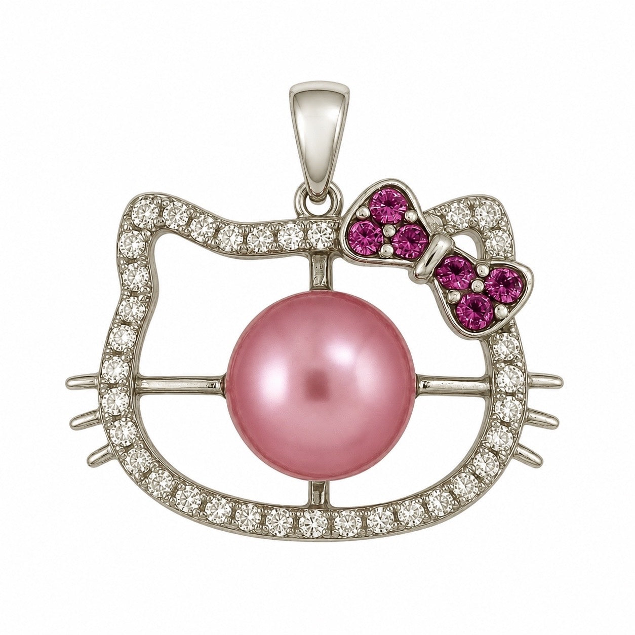 Mount Pendant .925 Sterling Silver Hello Kitty Strass
