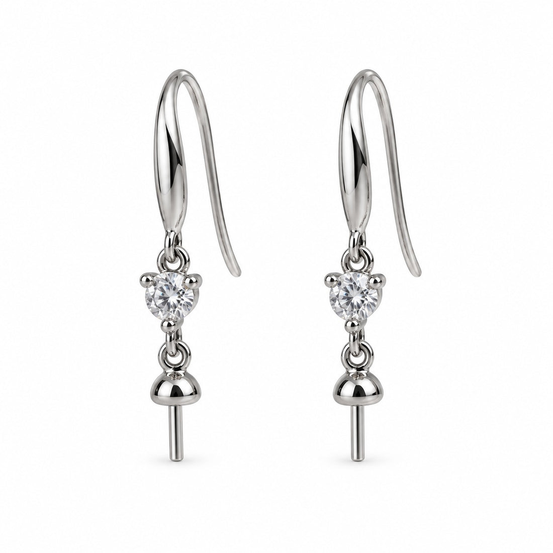 DIY Mount Earrings - 925 Sterling Silver Rhinestone Drop Earrings