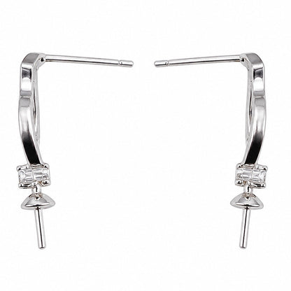 DIY Mount Earrings - 925 Sterling Silver Swirl ribbon baguette rhinestone dangle