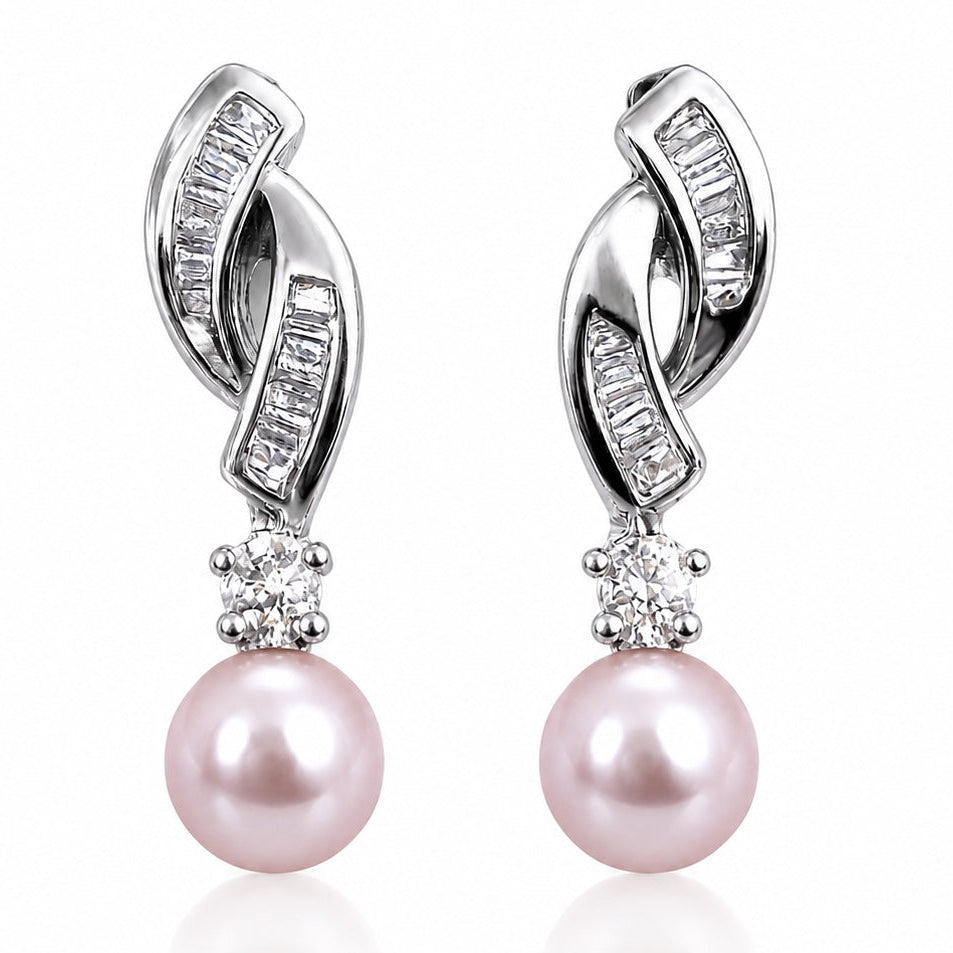 DIY Mount Earrings - 925 Sterling Silver Swirl ribbon baguette rhinestone dangle