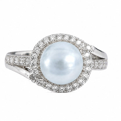Anillo ajustable de montura .925 Strass de fila dividida de plata esterlina