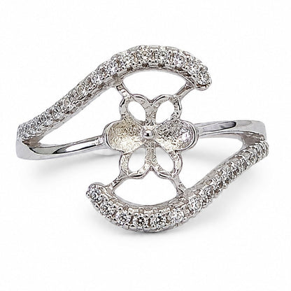 DIY Mount Adjustable Ring - 925 Sterling Silver Swirl Rhinestone Perfect for Edisons