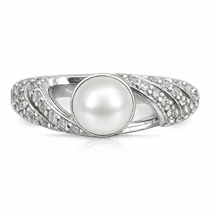 DIY Mount Adjustable Ring - 925 Sterling Silver Trinity Pearl Ring