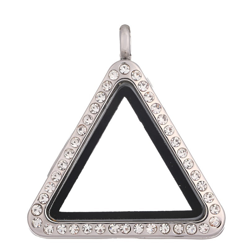 Magnetic Glass Locket Triangle Rhinestones