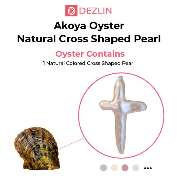 Concha de ostra Akoya con perla de color natural en forma de cruz