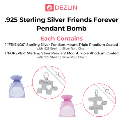 Best Friends Pendant Bomb Sterling Silver with Rhodium Coating (2 Bombs in 1)