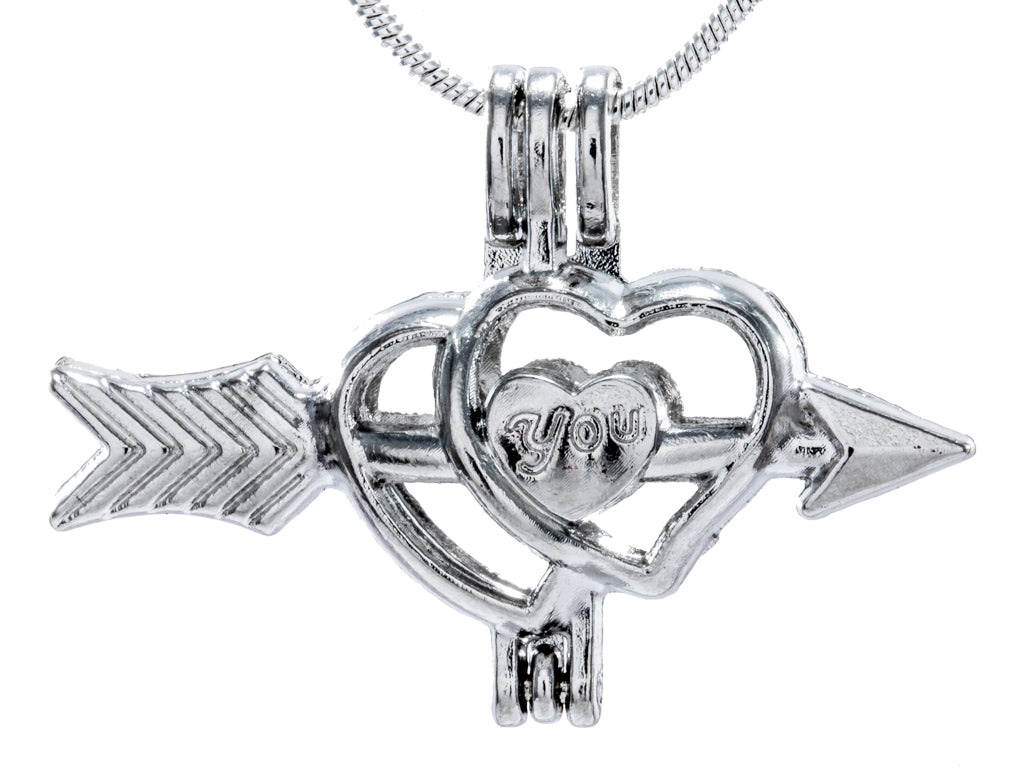 Heart And Arrow Silver Plated Cage Pendant Default