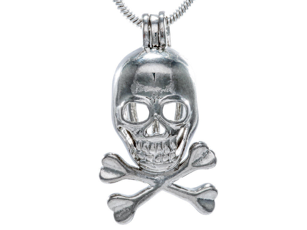 Skull and Crossbones Silver Plated Cage Pendant Default
