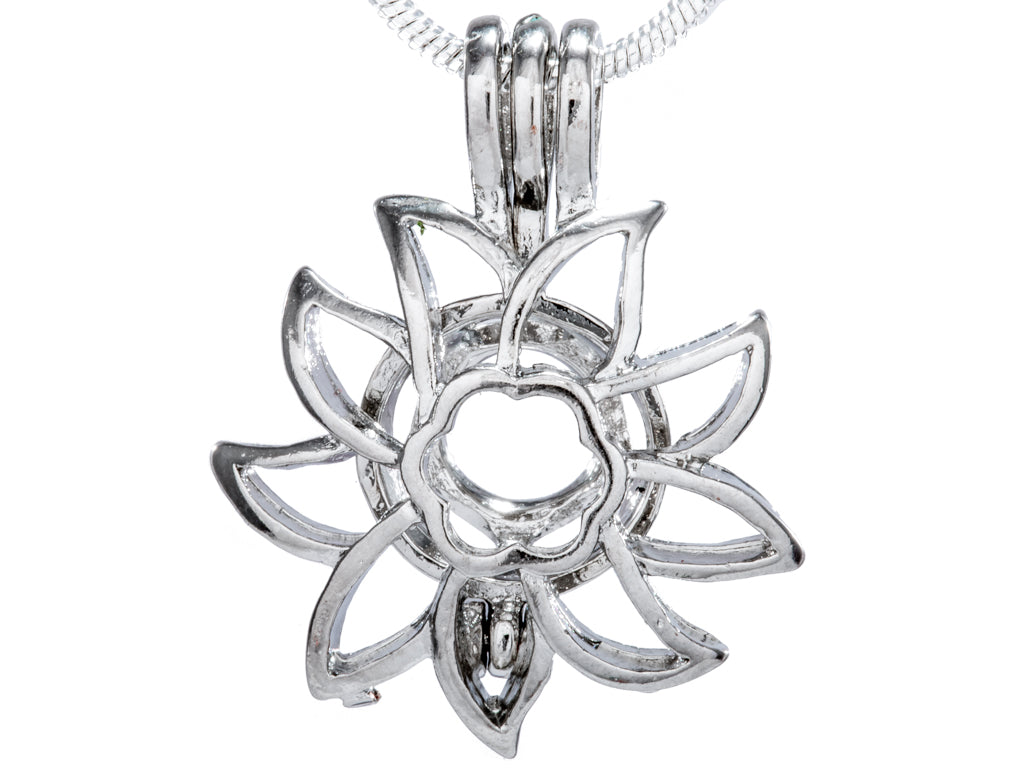 Sunflower Silver Plated Cage Pendant Default