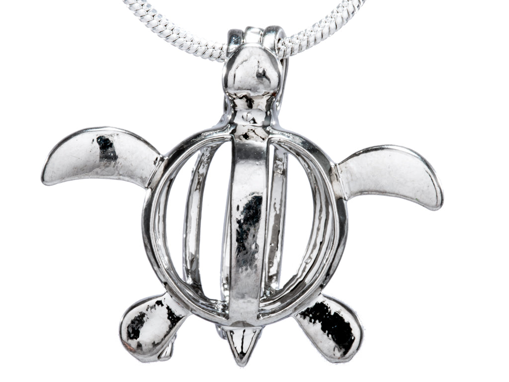 Turtle Silver Plated Cage Pendant Default