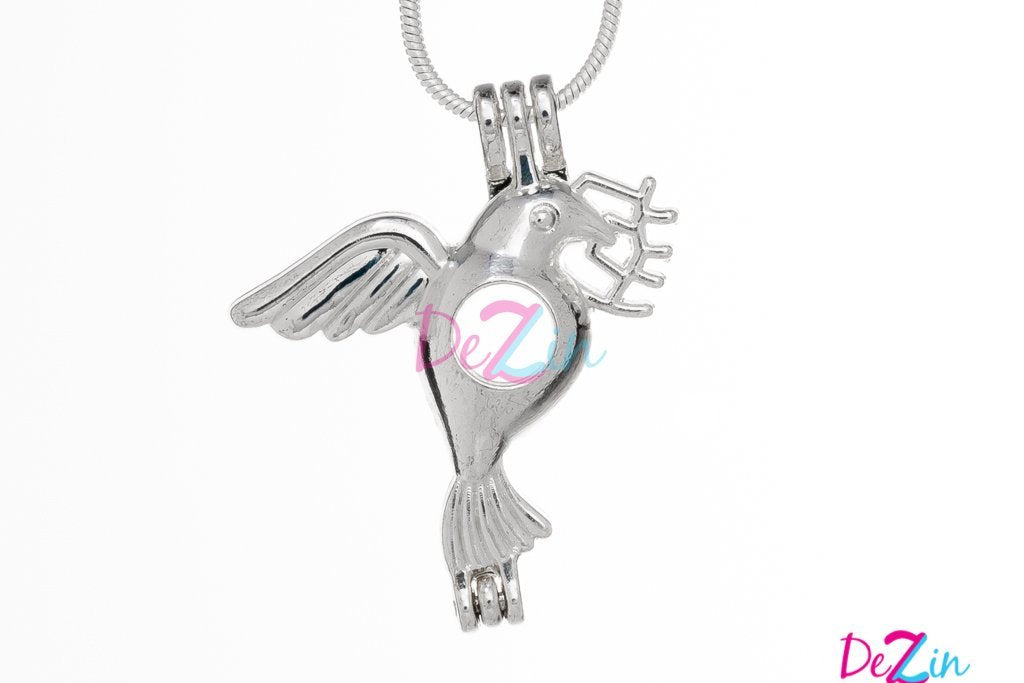 Cage Pendant Silver Plated Pigeon Bird
