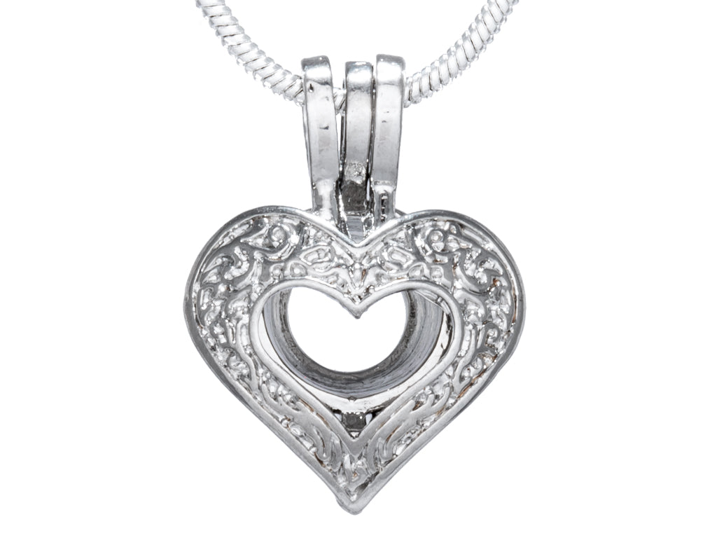 Single Heart Silver Plated Cage Pendant Default
