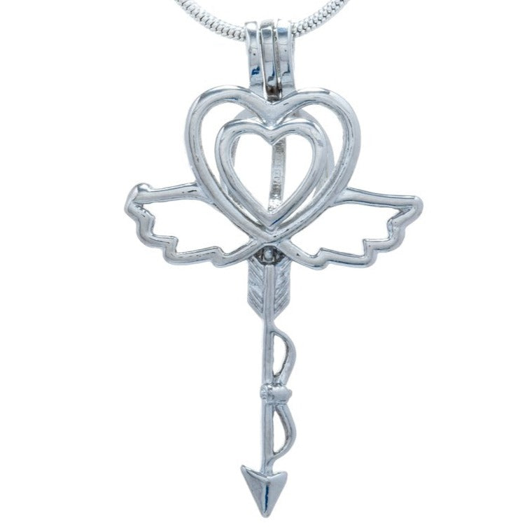 Cage Pendant Silver Plated - Heart Wing Arrow