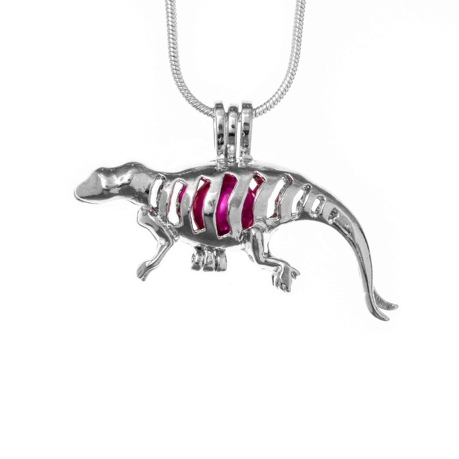 Dinosaur Silver Plated Cage Pendant Default
