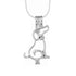 Puppy Dog Sitting Begging Silver Plated Cage Pendant Default