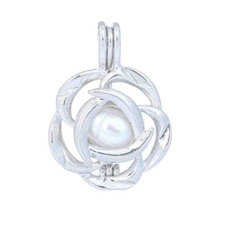 Blooming Rose Silver Plated Cage Pendant Default