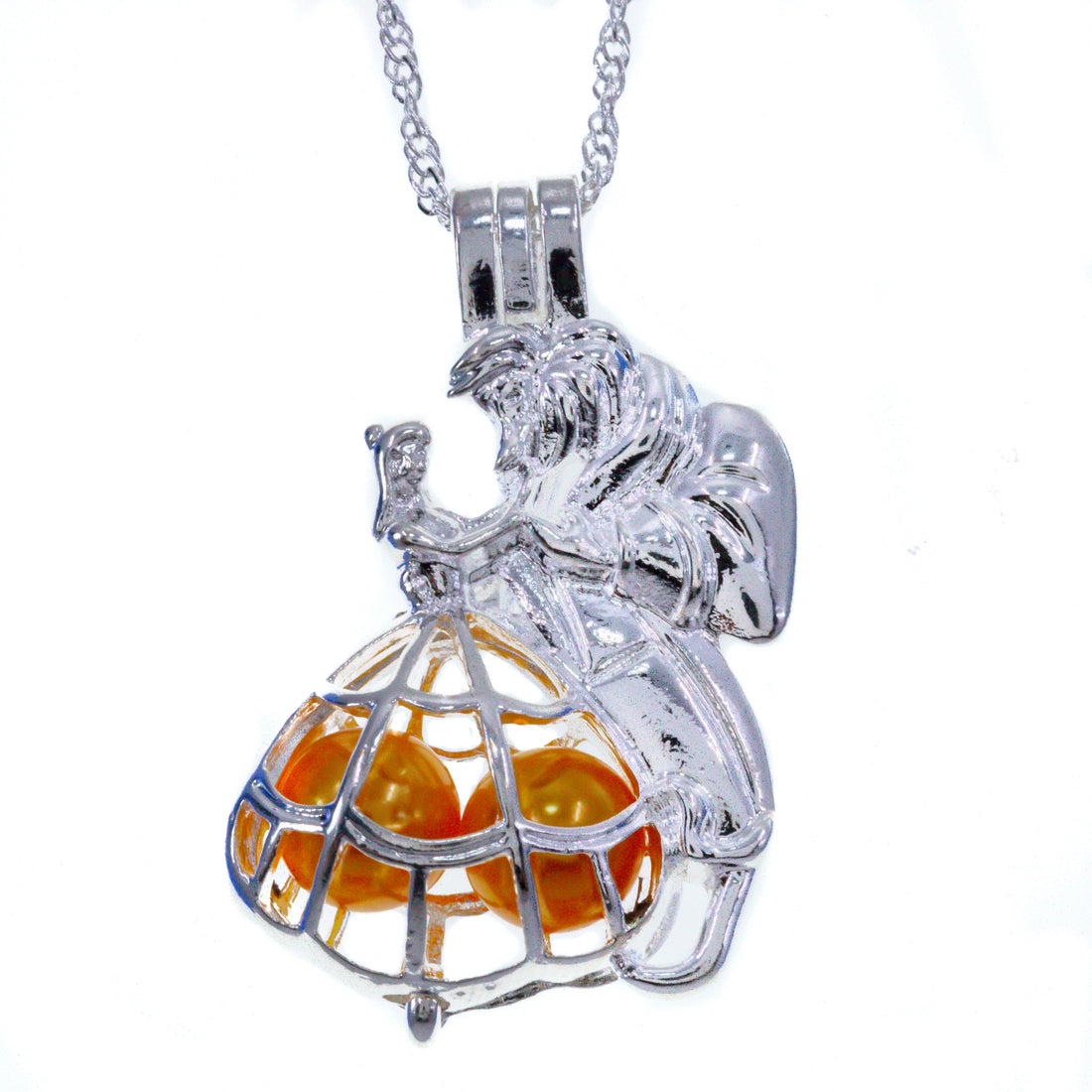 Cage Pendant Silver Plated - A Beast Dancing with a Princess