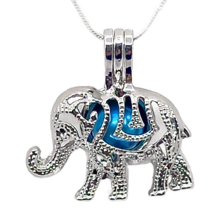 Cage Pendant Silver Plated - Studded Elephant