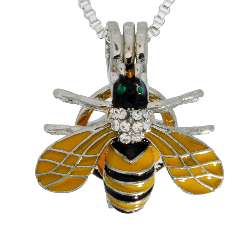 Cage Pendant Silver Plated Bumble Bee