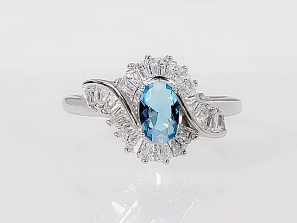 Montura de anillo con gema en espiral de diamantes de imitación de 4x6 mm Ajustes ajustables (plata .925) (gema no incluida)