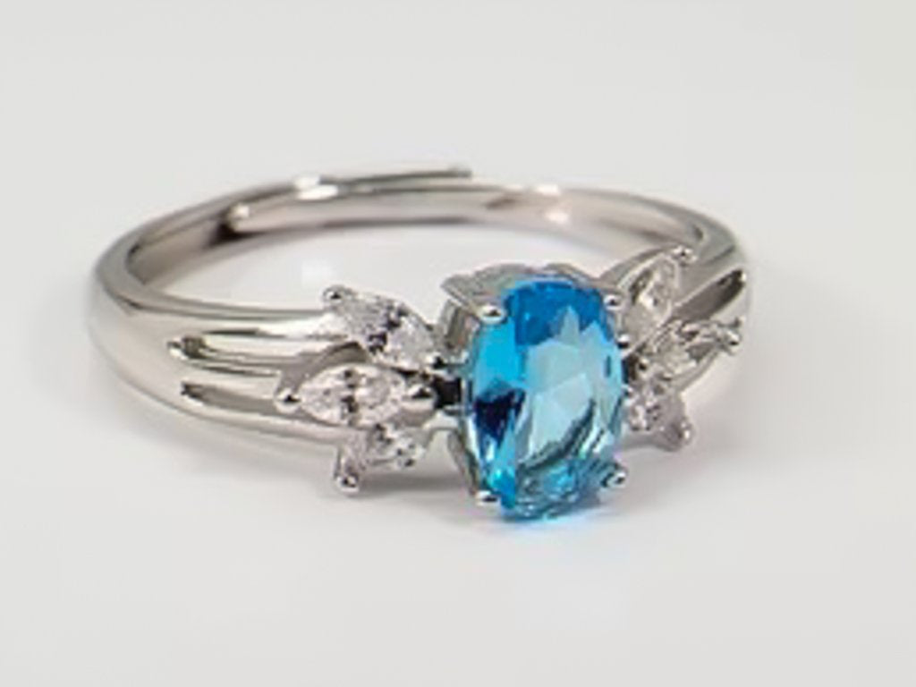 Montaje de anillo de gema de pétalo de flor de 4x6 mm Ajustes ajustables (plata .925) (gema no incluida)