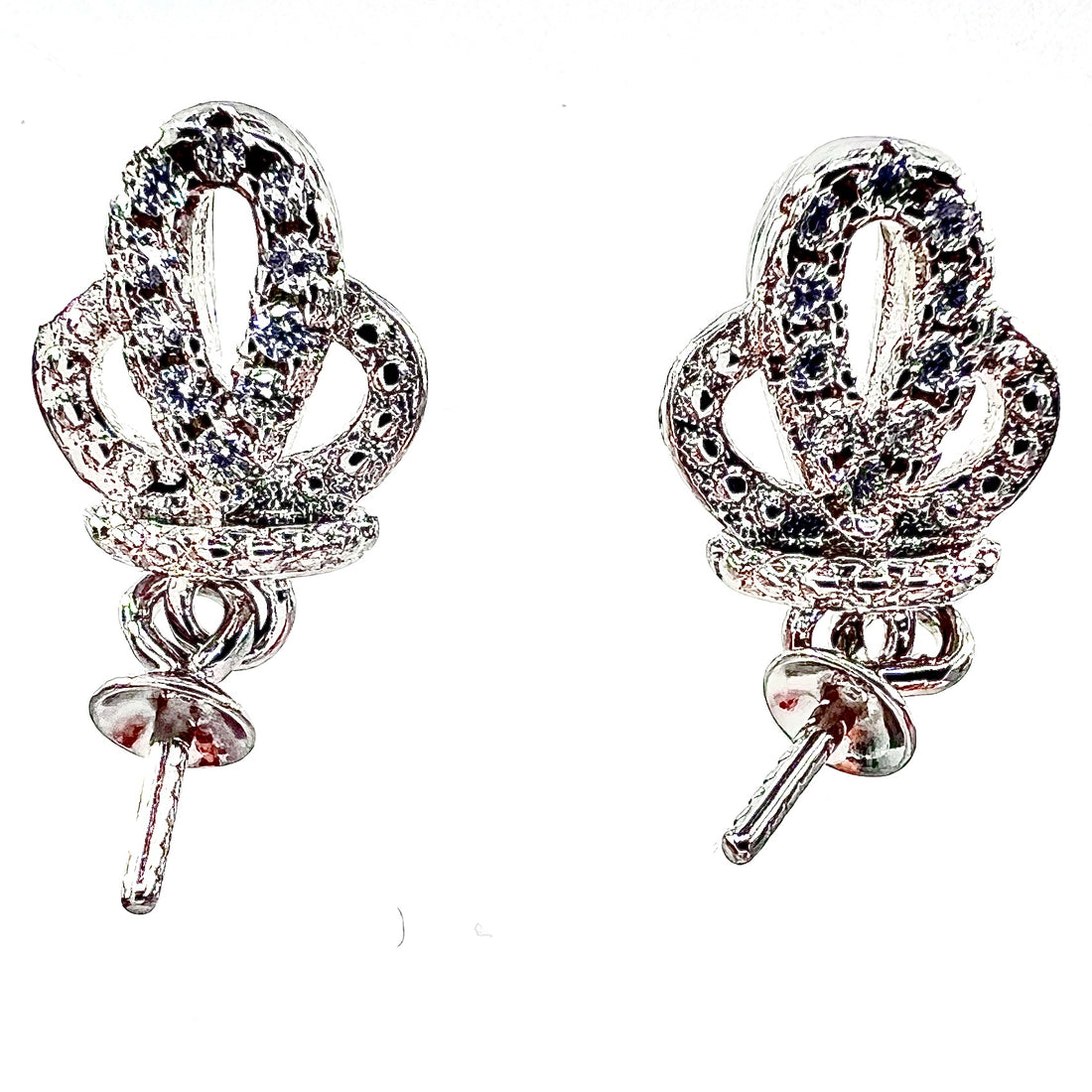 DIY Mount Pendant - 925 Sterling Silver Rhinestone Crown Dangle (2 Pack)