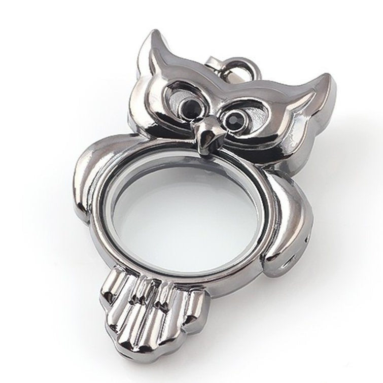Medallón de vidrio magnético de búho (se adapta a perlas y gemas de 5 mm o menos)