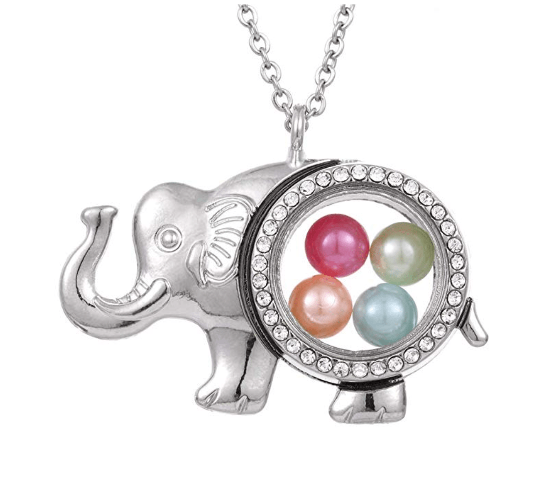 Relicario de cristal de elefante para perlas (se adapta a perlas y gemas)