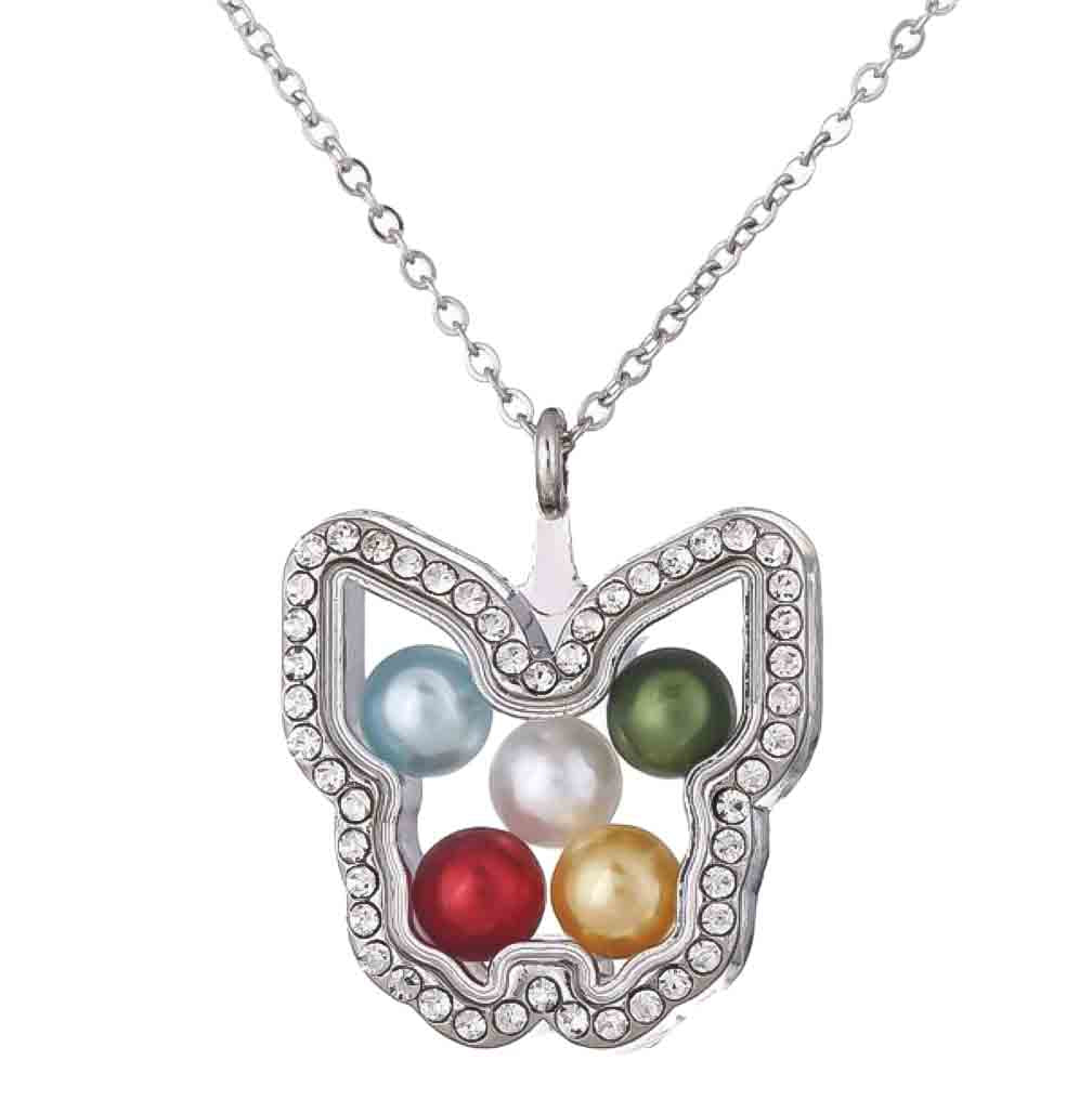 Butterfly Glass Locket (Fits Pearls and Gems) Default