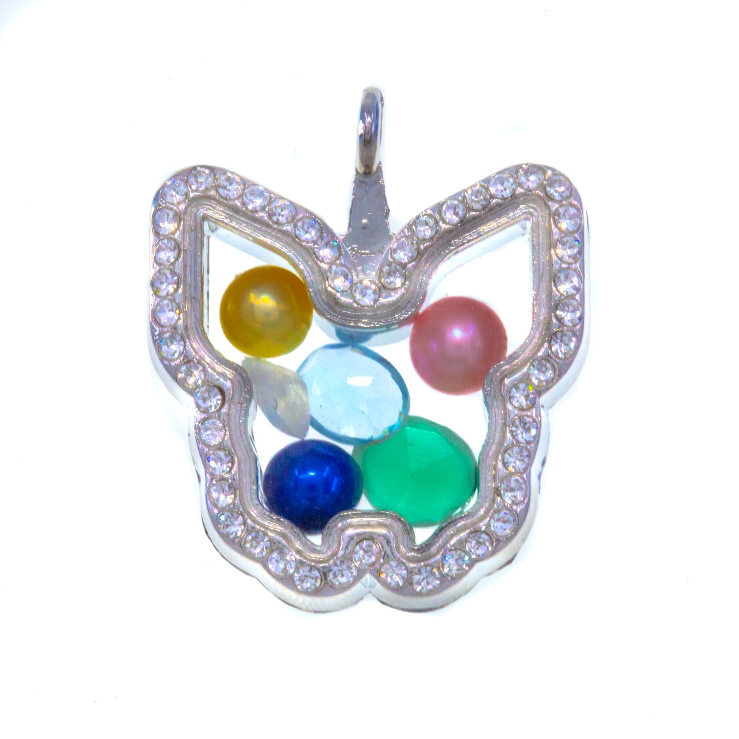 Butterfly Glass Locket (Fits Pearls and Gems)