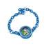 Metallic Blue Chain Bracelet Rhinestone Round Circle Magnetic Glass Locket Default Title