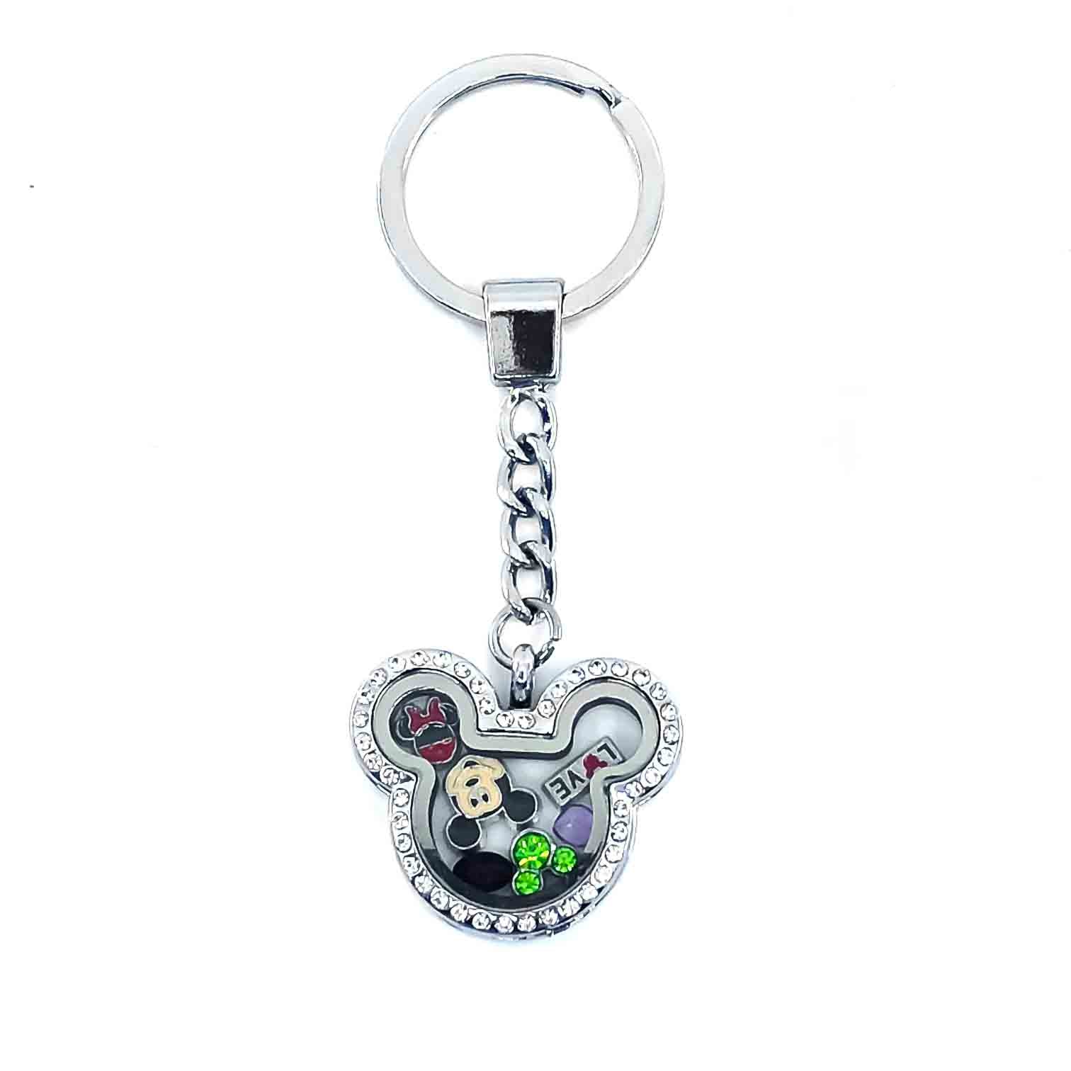 Disney Mickey Keychain Rhinestone Magnetic Glass Locket Default Title