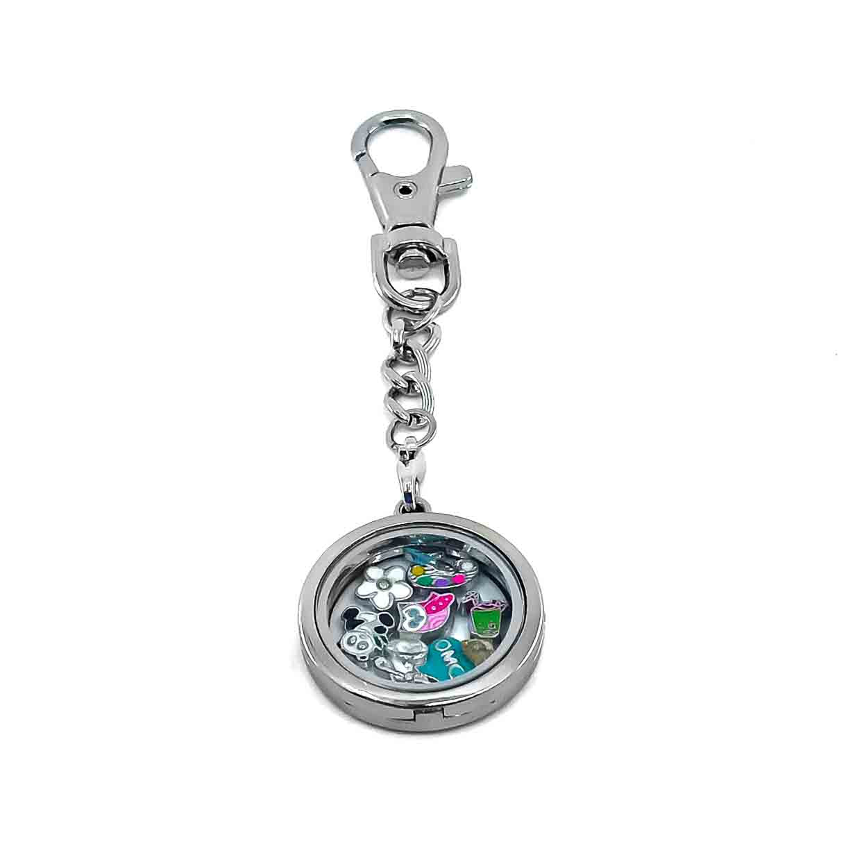 Dangle Purse Charm 30mm Round Smooth Magnetic Glass Locket Default Title