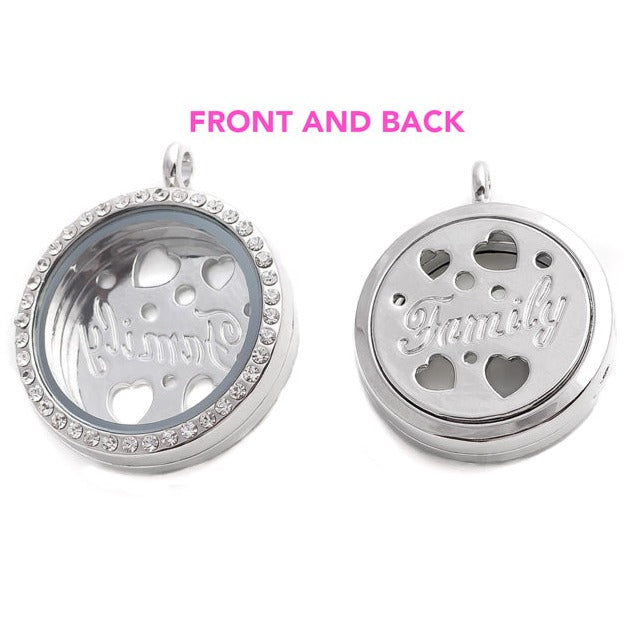 Family Living Locket Dual Sides with Rhinestones 30mm Default Title