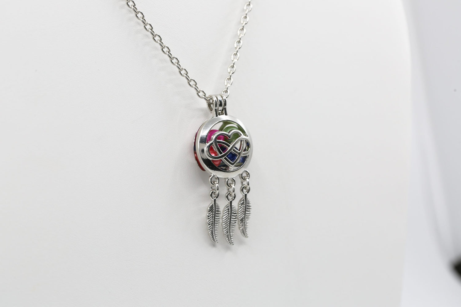 Cage Pendant Silver Plated - Dreamcatcher Infinity Heart